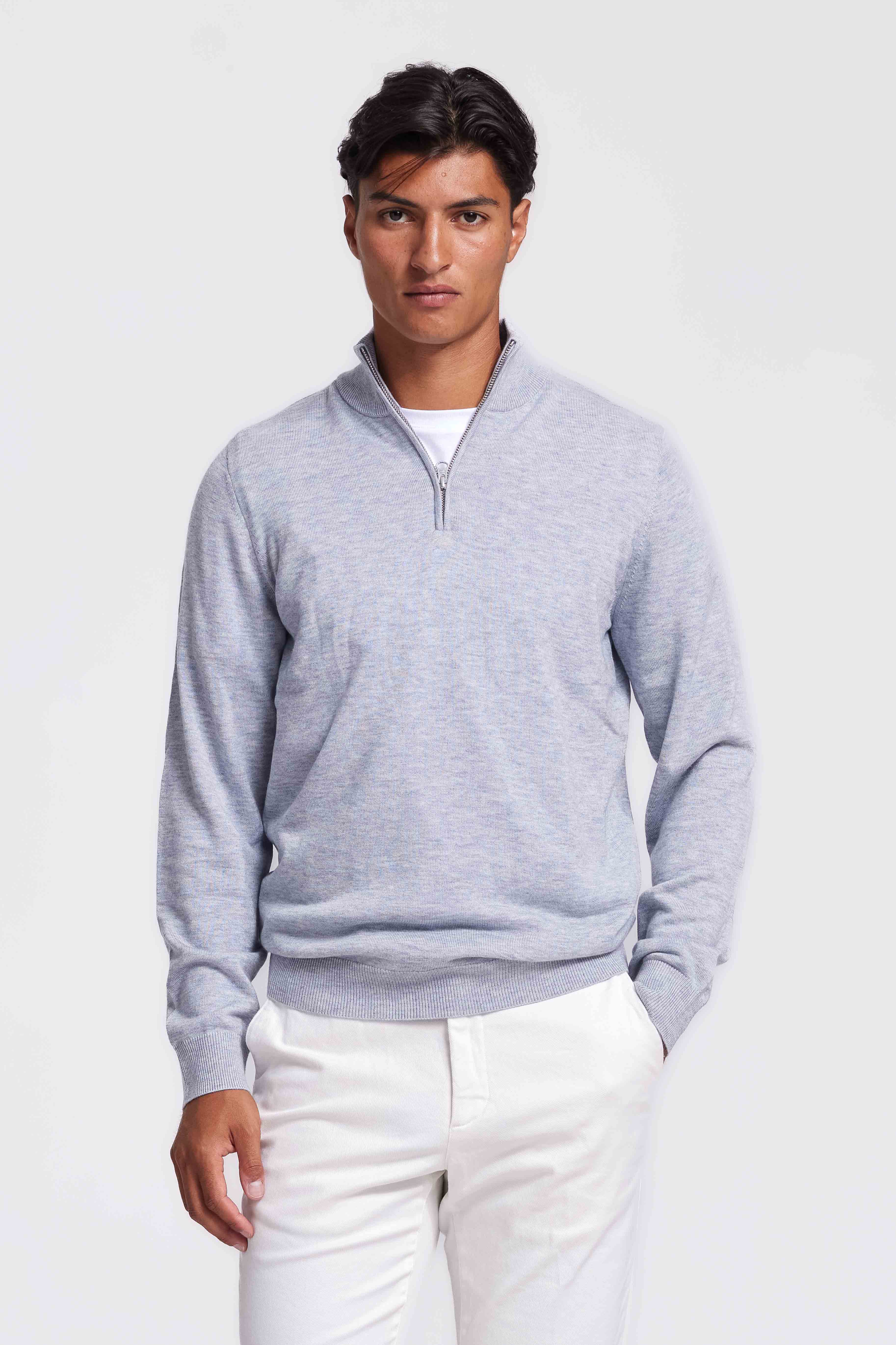 Quarter-zip Grey Sweater