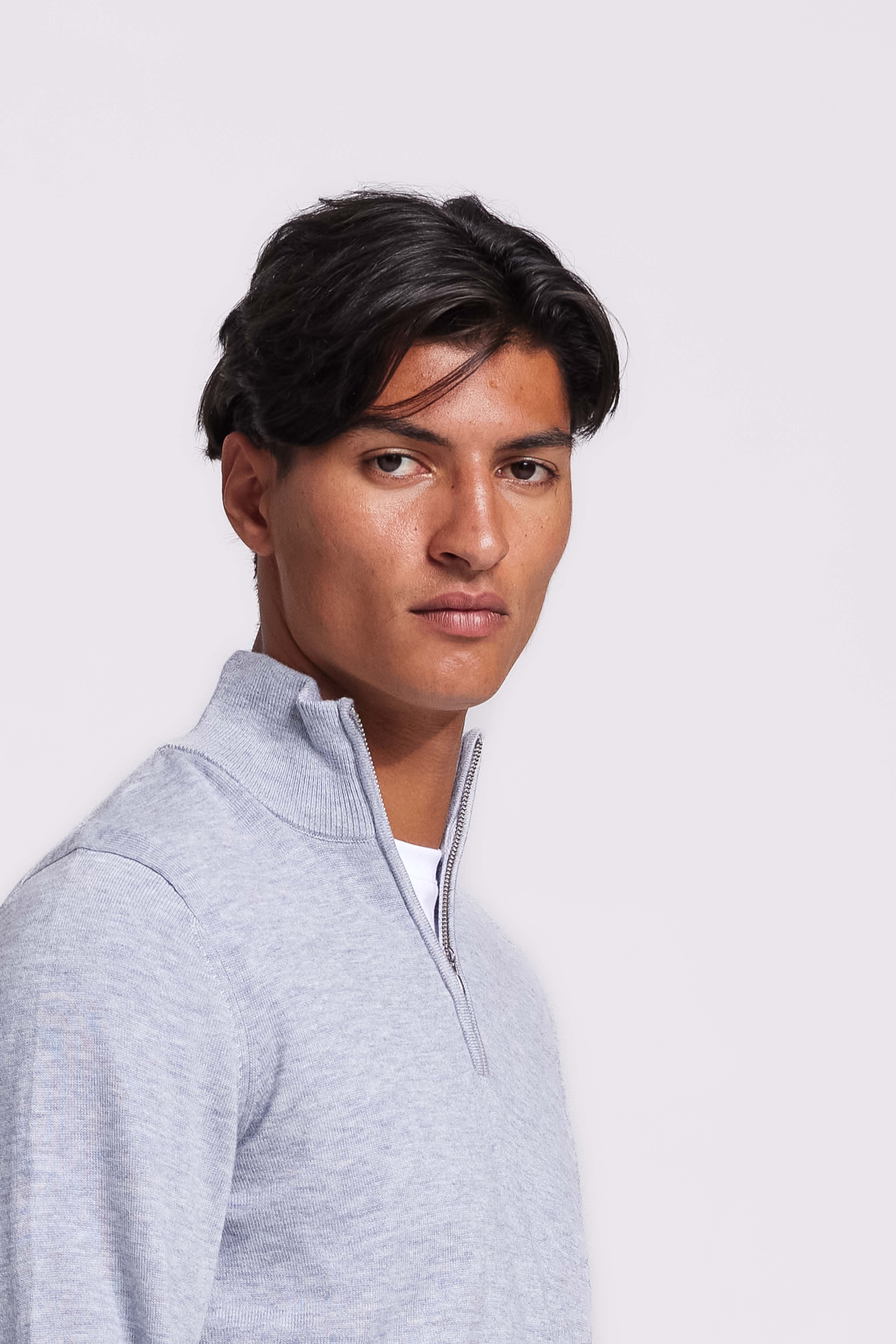 Quarter-zip Grey Sweater